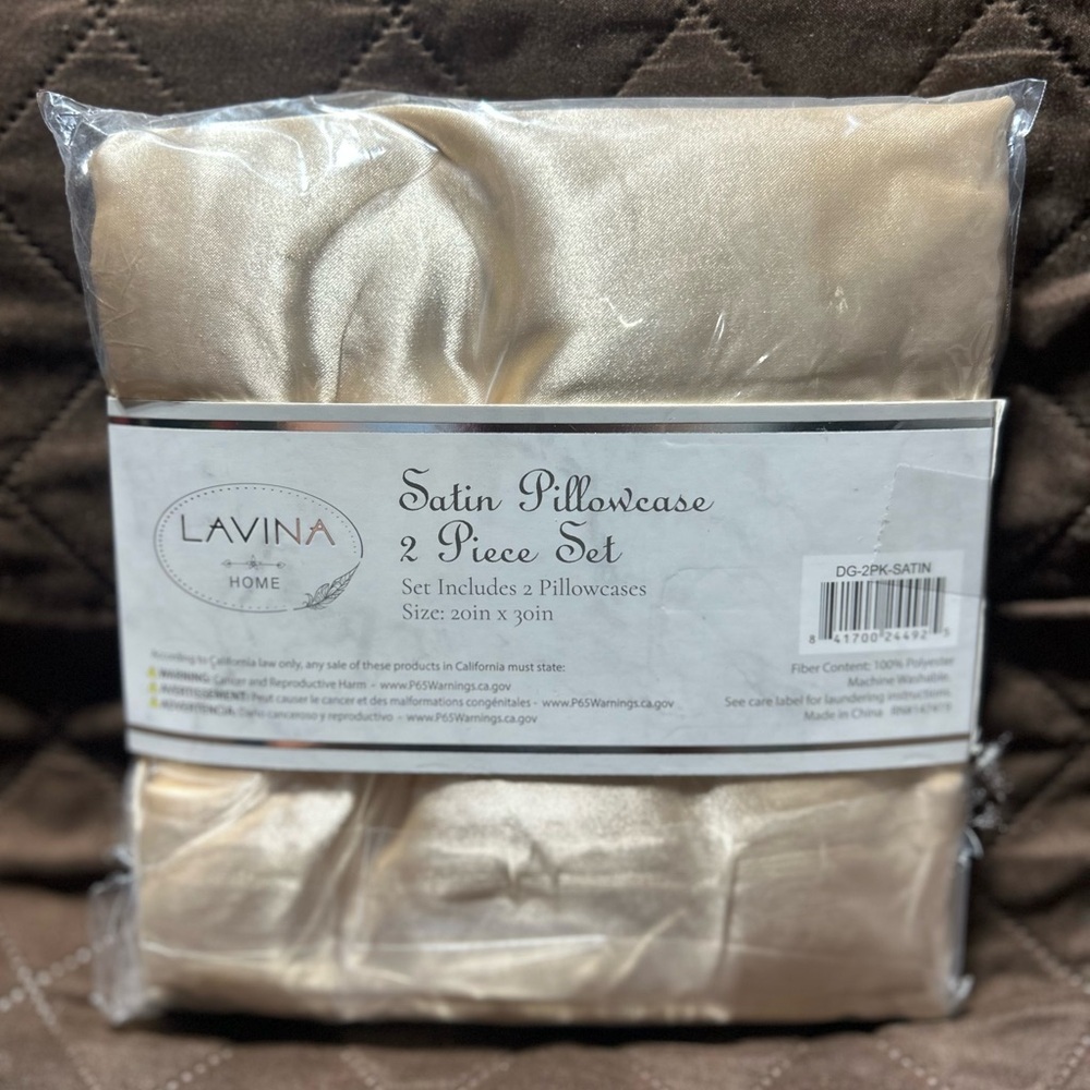 NWT-Satin Pillowcase 2 Piece Set - Cream - Picture 2 of 4